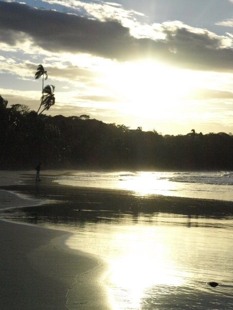 The sun goes down over the beach at Puerto Viejo, Costa Rica. Photograph: Matthew Barker 2008