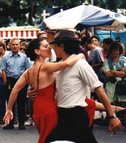 Dancing the Tango. A common sight in Buenos Aires, Argentina