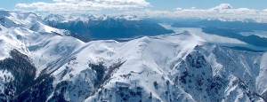 The stunning backdrop of the Andes while skiing at Cerro Catedral.