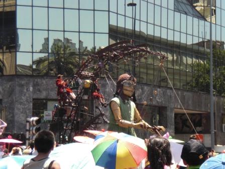 Giant Puppet on the streets of Santiago. Courtesy of Jonathan Hudson